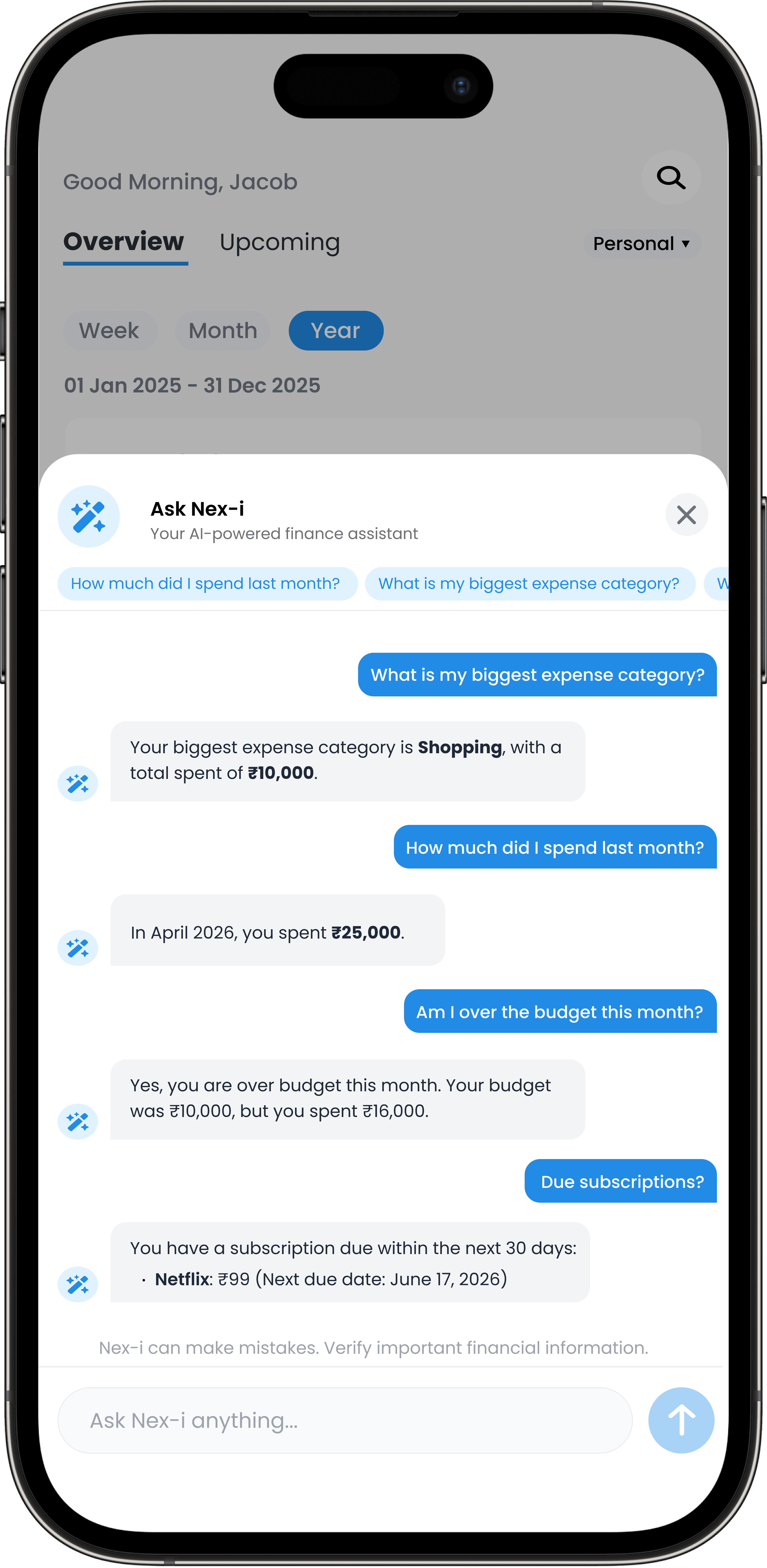 nexpenz ask nex-i AI chat